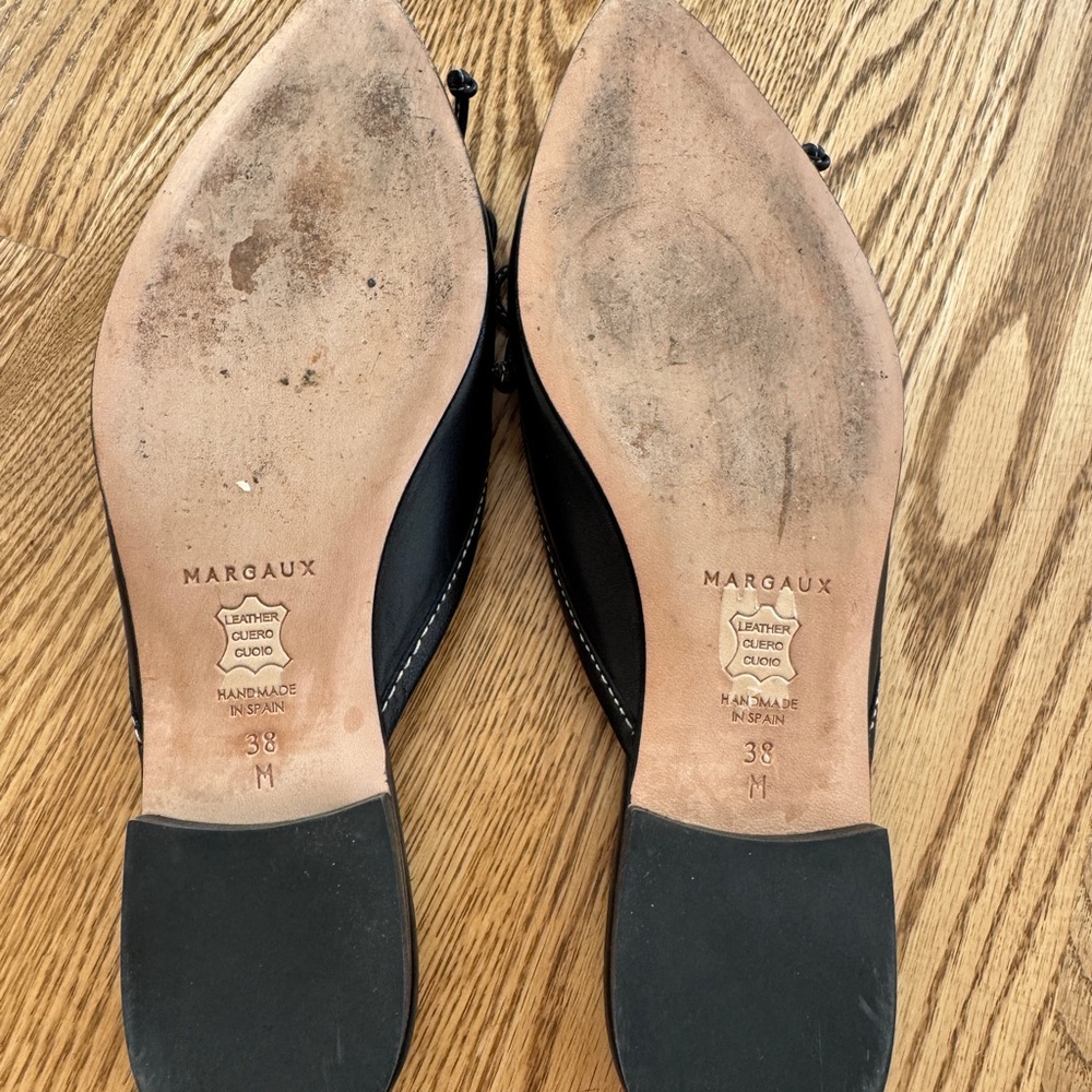 Margaux Black Leather Mules with Bow Detail - Picture 4 of 4